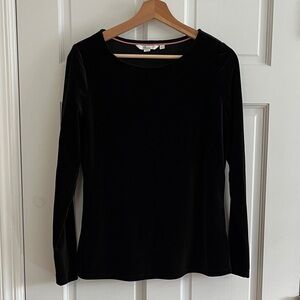 Boden Classic Black Velvet Long Sleeve Top